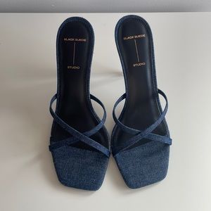 BLACK SUEDE STUDIO ARIELLE HEELS